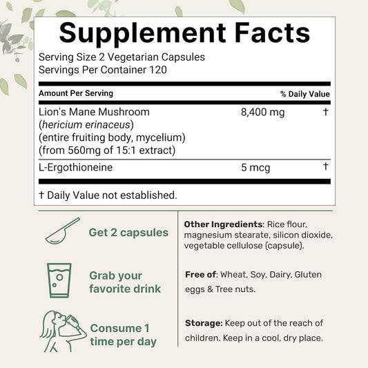 Lion Mane Capsule Refined Sulfur Phosphorus