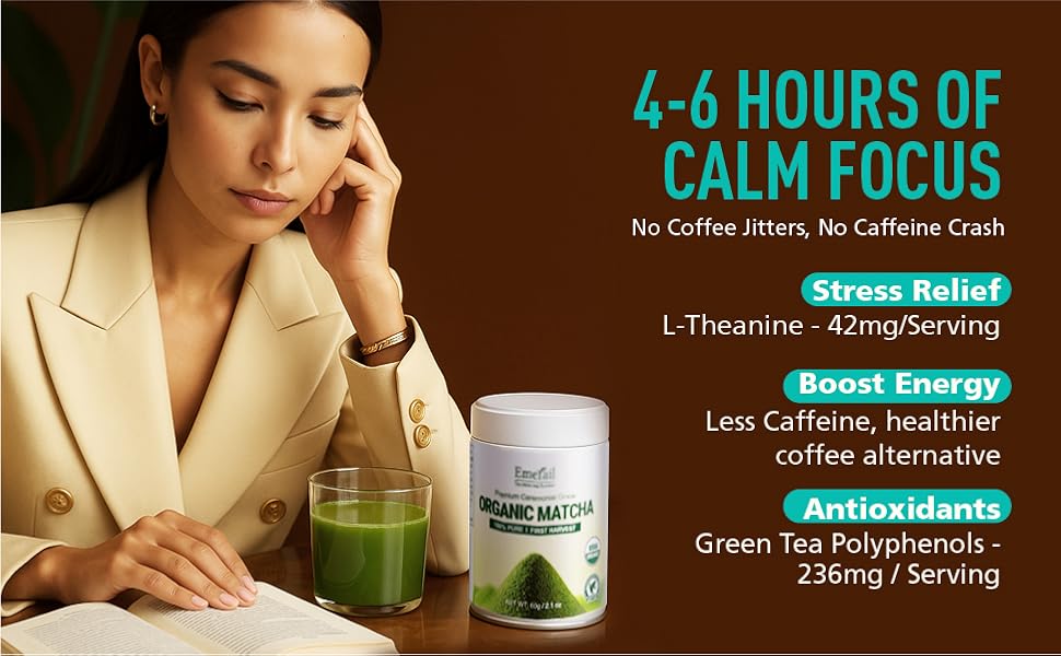 Matcha--Emerail Premium Culinary Grade Organic Matcha Green Tea Powder,Premium Unsweetened,100 Pure Matcha Powder,Smoothies,and Baking 200g 7oz--Shipped From US--Tea--Coffee Mate