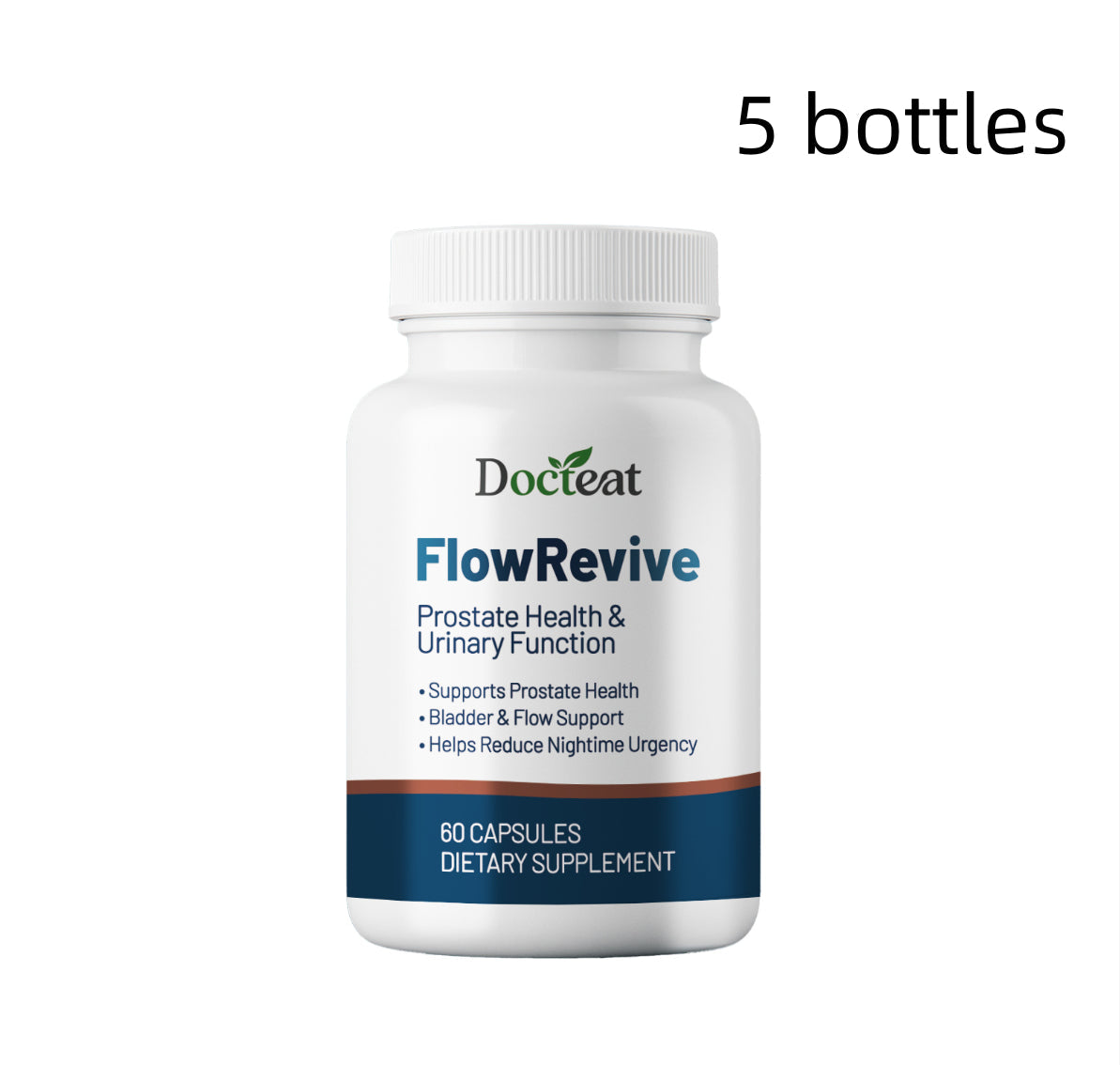 Docteat FlowRevive Prostate Health Support Capsules, Supports Bladder Function & Reduces Nighttime Urgency, 60 Capsules Dietary Supplement
