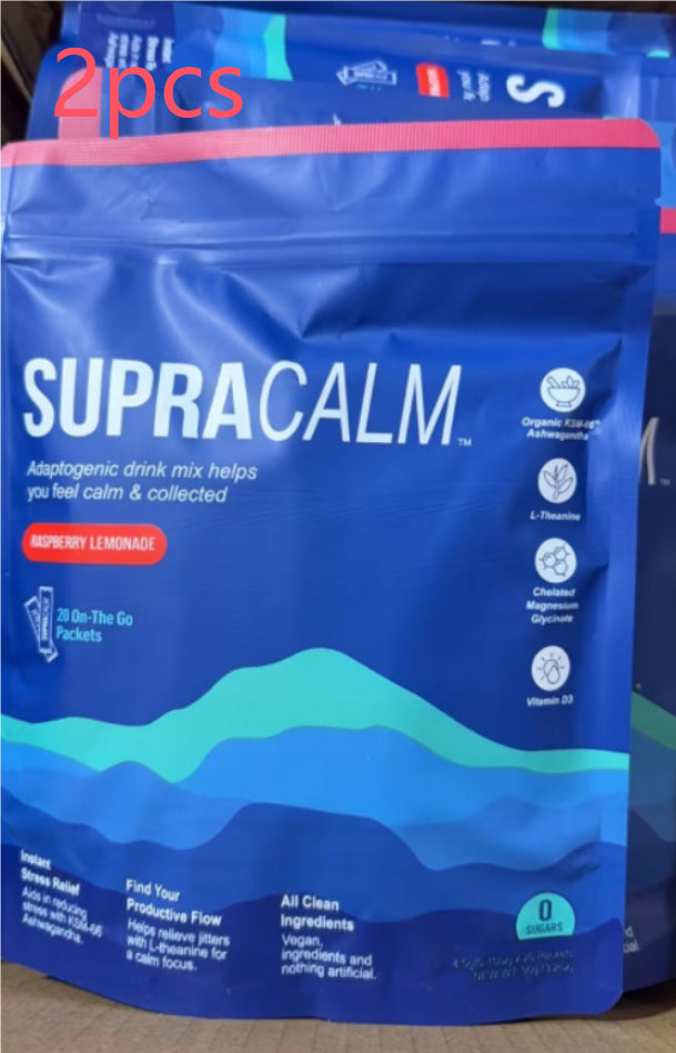 Magnesium Glycinate Calm Stable Drink Mix, Raspberry Lemon Flavor, Stress Sleep Support Powder Packets, 20 On-The-Go Packets