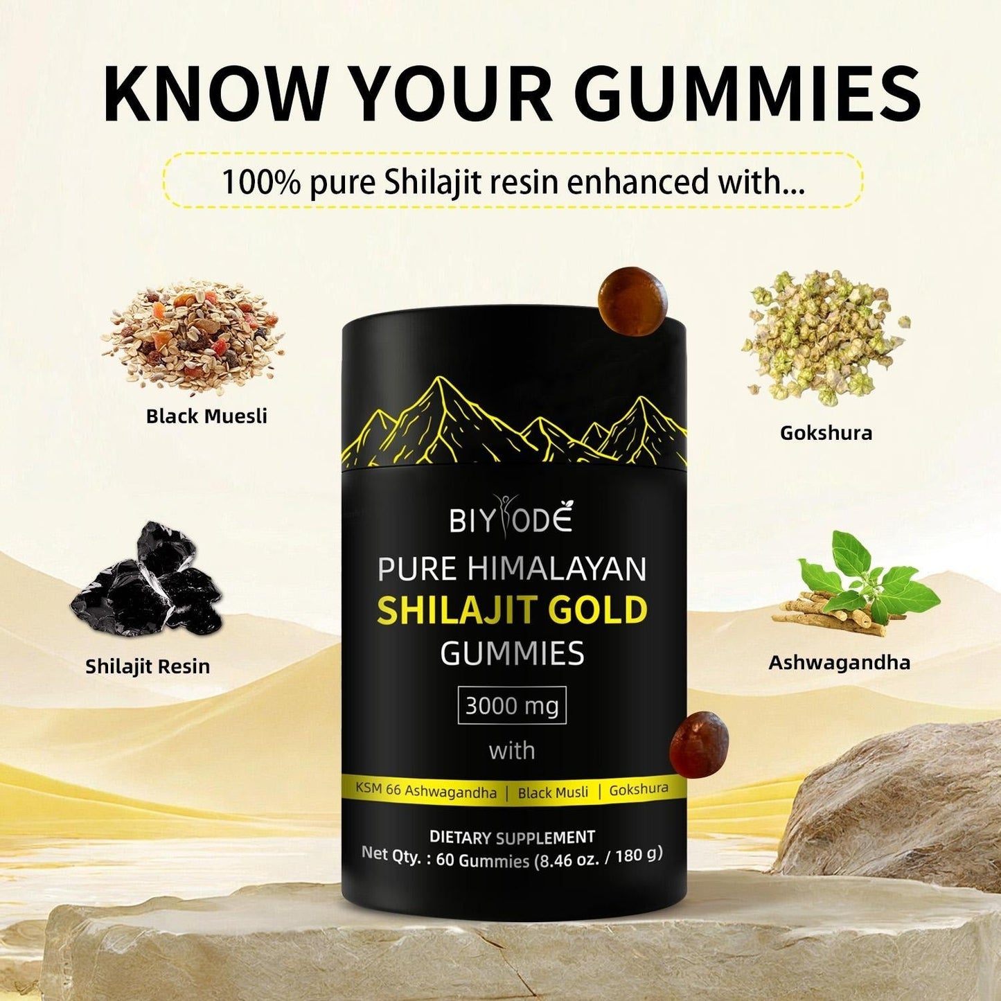 Shilajit & Ashwagandha Gummies – Himalayan Superfood | 60ct
