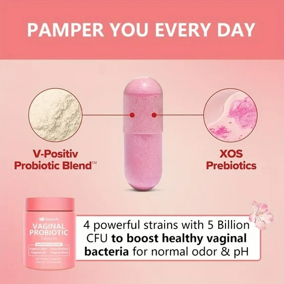 Feminine Vaginal Probiotic Supports PH Balance, Odor Control and Yeast Balance 60 Vegan Capsules