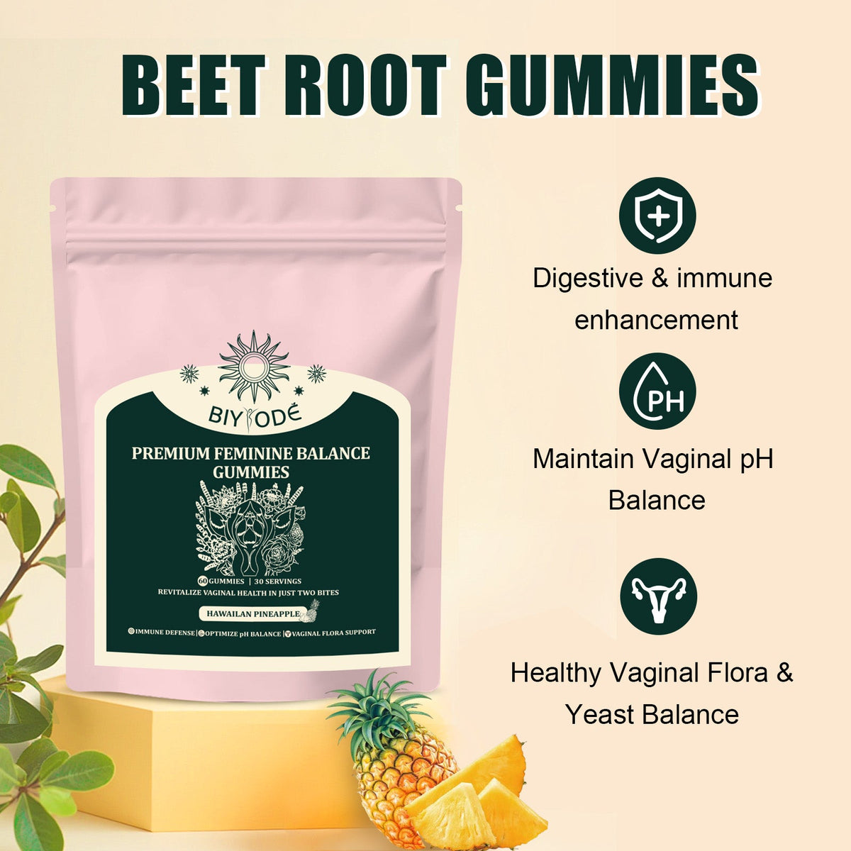 Factory Ready Stock Wholesale OEM ODM Custom Vaginal Vitamin Healthy Vaginal Flora Feminine Balance Gummies For Digestive And Immune Enhancement