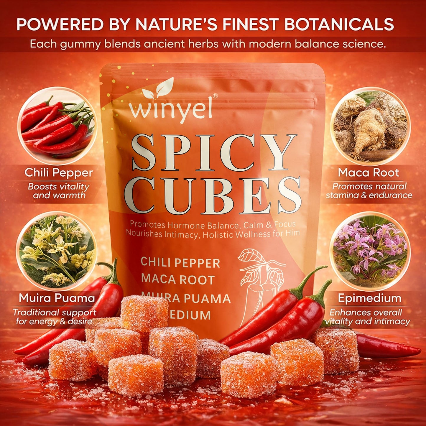 Intimacy Gummies – Maca Root, Chili Pepper & Hormone Balance | 30ct