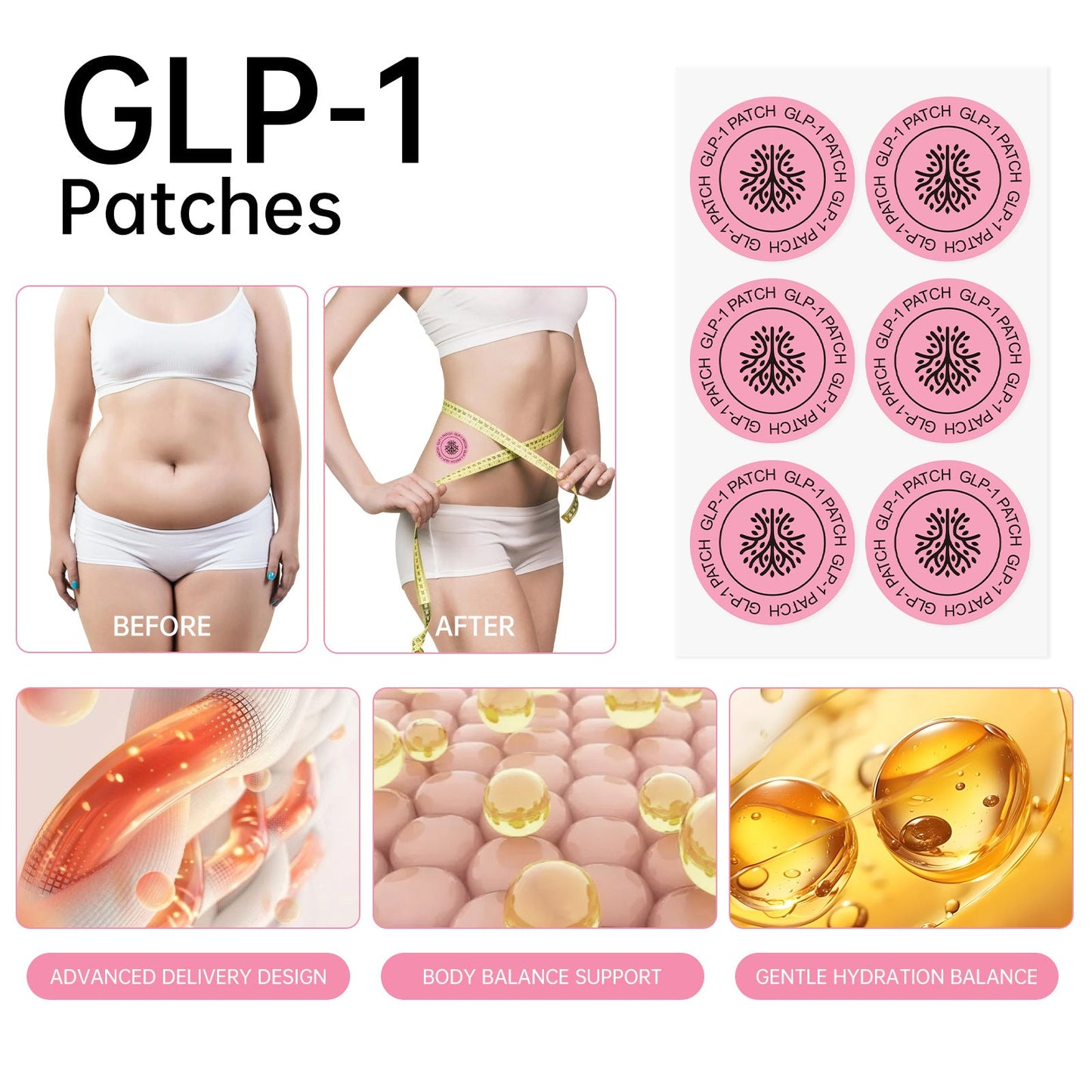 Body Care Patches GLP 1 Patches For Healthy Shape Support 30PCS