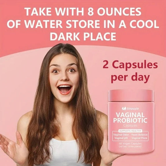 Feminine Vaginal Probiotic Supports PH Balance, Odor Control and Yeast Balance 60 Vegan Capsules