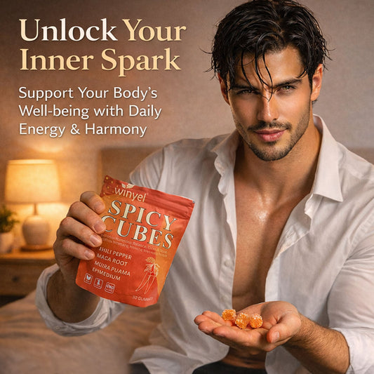 Spicy Intimacy Gummies with Chili Pepper Maca Root Muira Puama Epimedium Hormone Balance Calmness Wellness Peach Flavor 30 Gummies