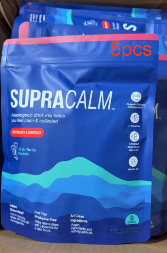 Magnesium Glycinate Calm Stable Drink Mix, Raspberry Lemon Flavor, Stress Sleep Support Powder Packets, 20 On-The-Go Packets
