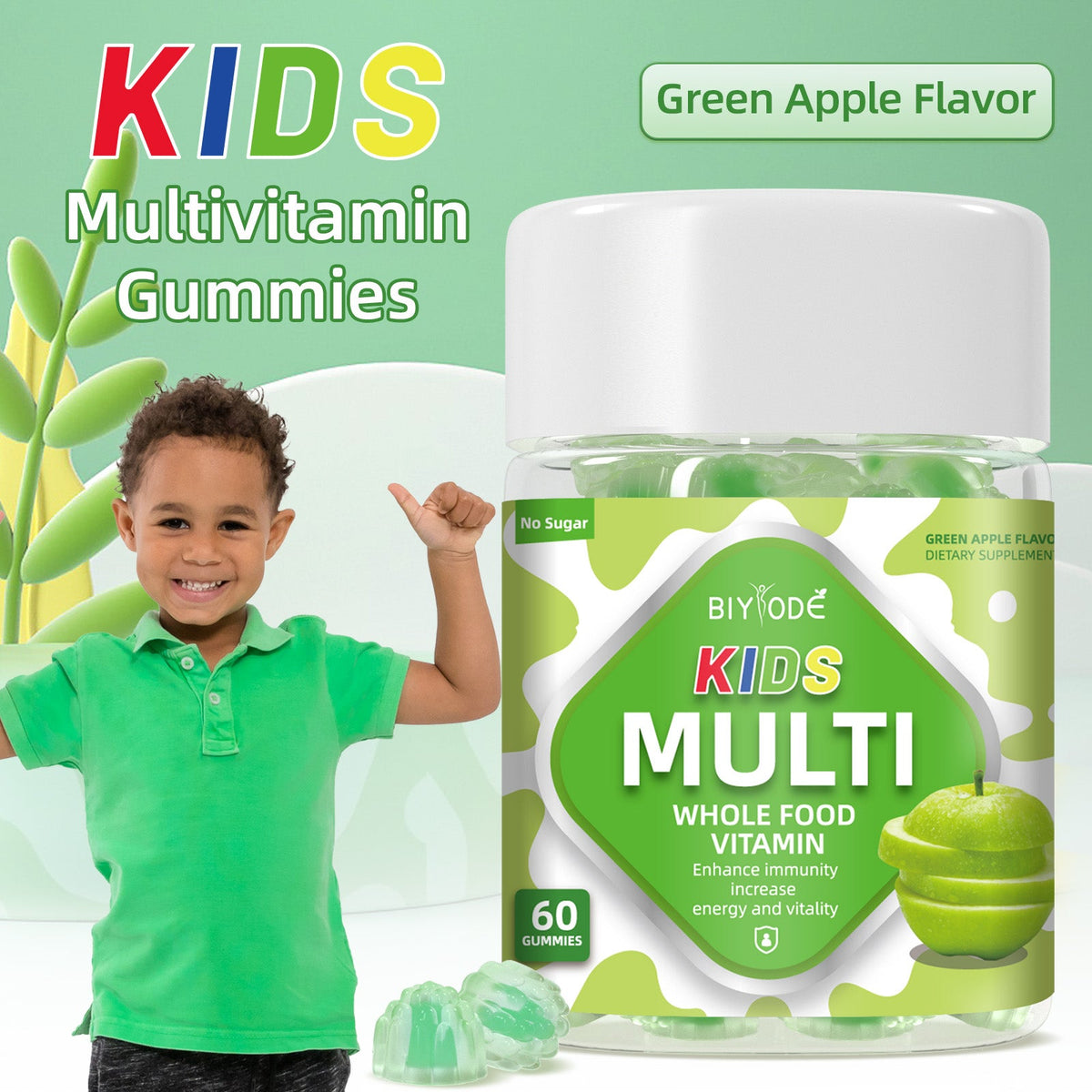 Biyode Ready Stock Wholesale Kids Multivitamin Gummies OEM Custom Vitamin Supplement