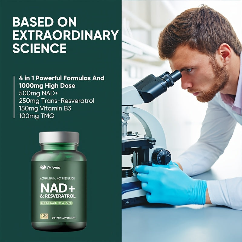 NAD+ Anti-Aging Supplement – Resveratrol for Cellular Energy | 120 Caps